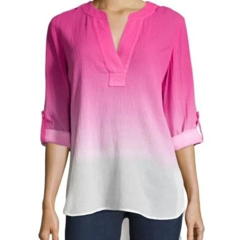 Diane Von Furstenberg DVF Esti Pink Ombre Popover Tunic size 4